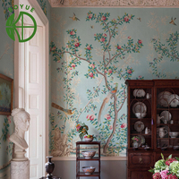 Papier peint mural 3D imperméable vert foncé de style chinois personnalisé, papier haute densité pour hôtels