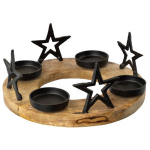 Prime Quality Candle Holder Wood Black Metal Christmas Decoration <b>Star</b> Design T <b>Light</b> Home Table Display For Christmas Accessory - Product Image 1