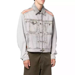 Vestes en jean slim pour hommes, 100 % coton, décontractées, de haute qualité, avec logo personnalisé, vente en gros OEM, style urbain - Product Image 5