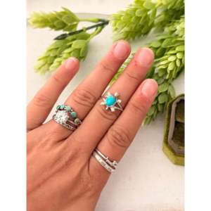 Navajo-Licensed Private Brand Sterling Silver <b>Turtle</b> <b>Ring</b> Free Size Inlay Gemstone Hand Patterned Zinc Alloy for Children Gifts - Product Image 2
