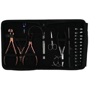 Hair Extension Tools Kit with Tape-In Pressing Plier Hairs Micro Bead Crimper Flat Tip Plier & Duckbill <b>Clip</b> Sewing Needles - Product Image 1