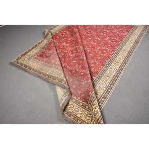 Grand tapis turc vintage de 6,5 x 9,6 pieds, tapis en laine rouge patchwork - Product Image 4