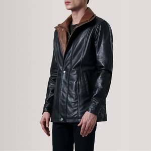 Abrigo de Cuero Negro para Hombre Connor - Product Image 3