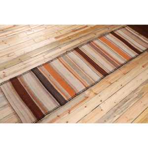 Turkish <b>Rug</b>, <b>Runner</b> 2.6x9.3 ft <b>Rug</b>, Kilim Brown Polka dot <b>Rug</b> - Product Image 2