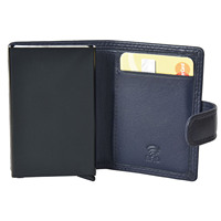 Dompet Kartu Kredit Kulit Asli dengan Desain Lipat dan Tombol Penutup, Pilihan Logo Kustom