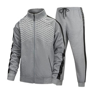 Survêtement pour hommes athlétiques, veste en polyester à fermeture éclair intégrale, tenue décontractée pour l'entraînement, jogging, vêtements légers - Product Image 1