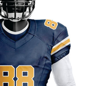 100% poliéster personalizado sublimado uniforme de fútbol americano para hombres transpirable azul marino amarillo aparejos sarga equipo Jersey corto - Product Image 4