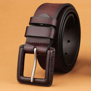 Vestido de piel de vaca marrón negro Cinturón de cuero genuino de alta calidad al por mayor para hombres - Product Image 2