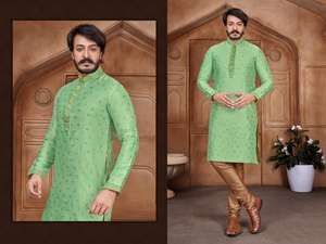 Ropa étnica especial Eid, ropa tradicional india, pijama Kurta trabajado a mano Jacquard para hombre, ropa de boda - Product Image 3