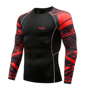 Wholesale Men's Long Sleeve Rash Guard Breathable Eco-Friendly Compression Sublimated MMA Printing Polyester Spandex Gym Suits - Product Image 2