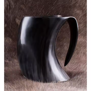 Taza de cuerno para beber vikingo Original, nuevo diseño, tazas de café de cuerno Natural, Idea de regalo de patrón sólido por artesanía de media luna - Product Image 1