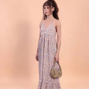 Robe longue indienne en coton avec bloc à la main pour femmes, imprimé floral, style bohème, vêtements de plage d'été à la mode - Product Image 1