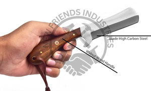 Cuchillo de camping multifuncional EDC hecho a mano para hombre, de acero con alto contenido de carbono 1095, estilo vaquero, con mango de madera de palisandro y cuero. - Product Image 3