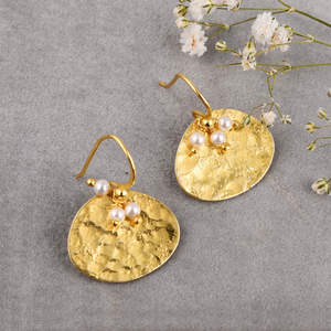 Boucles d'oreilles pendantes en argent sterling 925 plaqué or avec perles, boucles d'oreilles en argent plaqué or - Product Image 6