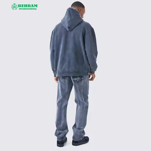 Vente en gros de sweat à capuche personnalisé lourd et délavé coton éponge français avec ficelle vêtements de rue pull Boxy sweat à capuche court pour hommes - Product Image 4