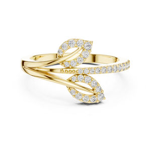 Anillo de Diamantes Cultivados en Laboratorio de Oro Amarillo de 14K para Mujer |   Ropa de Lujo para Bodas y Oficina |   Diamante Cultivado Nuevo Chapado en Oro con Certificación IGI - Product Image 1