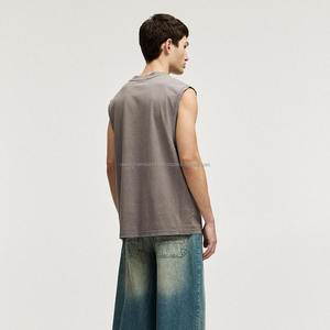 เสื้อยืดผ้าคอตตอนเปิดไหล่โอเวอร์ไซส์สำหรับผู้ชายยอมรับโลโก้ที่กำหนดเองได้สีทึบ300แกรม - Product Image 4