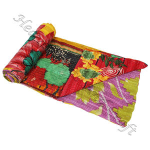 Kantha ผ้านวม gudari GD074ผ้าฝ้ายอินเดียกลับด้านได้เย็บด้วยมือผ้าห่มส่าหรีเก่าเย็บปะติดปะต่อกันใส่กลับด้านได้ Kantha - Product Image 5