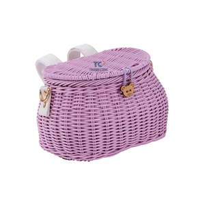 Panier de rangement de vélo en rotin enfants panier de pique-nique mignon sac à dos de rangement en paille en osier multi-usage filles fournisseur du Vietnam - Product Image 4