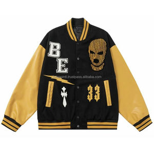 Chaquetas con letras de béisbol de chenilla bordadas de lana con logotipo personalizado para hombre, chaqueta universitaria de manga de cuero en blanco Vintage para hombre - Product Image 2