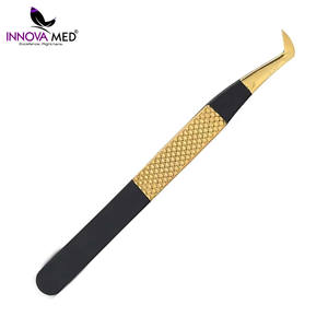 Pinces à cils professionnelles en acier inoxydable, pointe légèrement courbée, pinces à cils pour volume, outils pour artistes en extensions de cils - Product Image 2