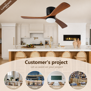 42 Inch <b>Ceiling</b> Fan with <b>Light</b> and <b>Remote</b> Solid Wood Flush Mount Low Profile Quiet DC Motor for Living Room Bedroom - Product Image 3