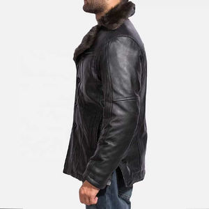 Chaqueta de Cuero y Lona Estilo Aviador para Hombre, Nueva Colección de Invierno, Estilo Bomber con Cierre, Cuello Alto, Estilo Universitario, Ecológica, Servicio OEM Disponible - Product Image 2