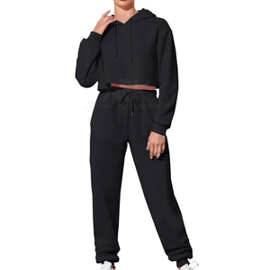 Wholesale Autumn Men Tracksuit 2 Pieces Set Long Sleeve Fleece <b>Sweater</b> Tops + Pants Solid Color Pullover Casual Hoodies Suits - Product Image 3
