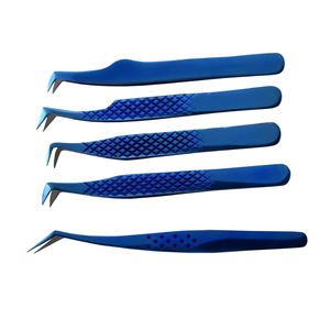 Juego de pinzas profesionales para pestañas, 5 uds., punta fina recubierta de azul oscuro para múltiples técnicas de extensión - Product Image 4