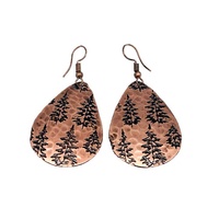 Boucles d'oreilles ethniques australiennes de 1960, bijoux patinés, grandes boucles d'oreilles martelées en cuivre coloré, bijoux fantaisie roses pour femmes