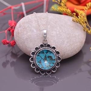 Colgante de piedras preciosas turquesas, venta al por mayor, colgante de joyería fina de Plata de Ley 925 con sello 925, joyería colgante de plata - Product Image 2