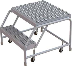 2 <b>Step</b> Rolling Ladder Without Handrail Compact Steel <b>Step</b> <b>Stool</b> Vietnam Manufacturer ISO Sedex Spring Loaded Casters OEM - Product Image 3