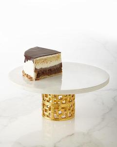 Diseño único y aspecto de postre de piedra blanca y soporte de pastel de taza de forma redonda con soporte de metal revestimiento de color rojo soporte de exhibición de mármol - Product Image 3