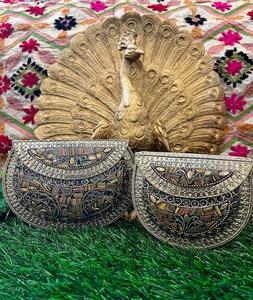 Sacs de soirée en argent faits à la main de créateur de luxe avec mosaïque en laiton et pochette en pierre écologique en métal prêts à être expédiés - Product Image 2