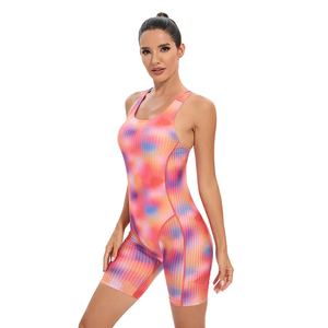 Traje de Baño de Una Pieza para Mujer, Diseño Acanalado con Degradado de Color, Cuello Halter, Parte Inferior Corta, Spandex, Poliéster, Elástico - Product Image 6