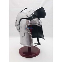 Casco de Caballero Medieval de Acero Completo, Plateado y Pulido, con Visera, para Cosplay, Recreación Histórica, Cine y Televisión, Hecho a Mano y Personalizado