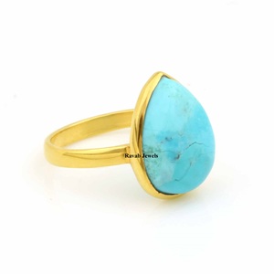 Arizona Blue Pear Fournisseur de bijoux pour femmes Fabricant d'éternité Bague en argent turquoise vermeil 925 avec pierre sterling pour femmes et filles - Product Image 1