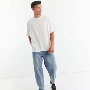 Camiseta con dobladillo circular de cuello redondo de alta calidad, camiseta teñida lisa, venta al por mayor, camiseta de manga corta informal en blanco de algodón para hombres, Ringer - Product Image 4