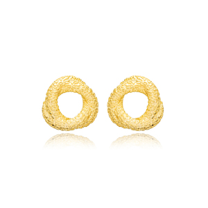 Boucles d'oreilles texturées de forme ronde, Design minimaliste, bijoux artisanaux turcs en argent Sterling 925, vente en gros - Product Image 1