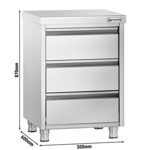 ตู้ลิ้นชักเชิงพาณิชย์ PREMIUM - สแตนเลส - 3 ลิ้นชัก - 500x600 มม. - Product Image 2
