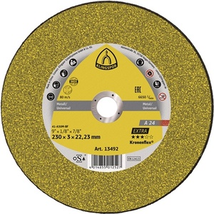 Discos de Corte y Pulido KLINGSPOR, 24 Unidades, D125xB2.5mm, Diámetro del Orificio 22.23mm, Dureza Media, 12200rpm, Paquete de 25 - Product Image 1