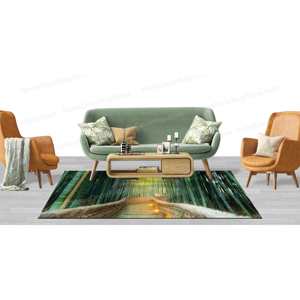 Printed <b>Rug</b>: Green Landscape <b>Rugs</b>, Personalized <b>Rugs</b>, Bamboo Landscape <b>Rug</b>,Luxury <b>Velvet</b> <b>Rug</b> - Product Image 3