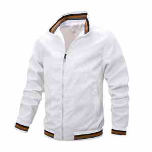 Chaqueta de béisbol de lona cómoda para hombre de etiqueta privada con diseño de grafiti de estilo callejero con cuello levantado de concha de nailon - Product Image 1