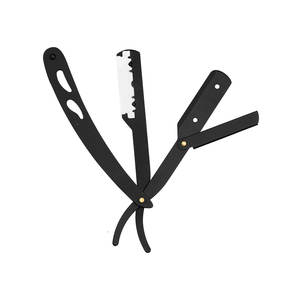 Navaja de Afeitar Tradicional de Hoja Recta, Negra, de Una Sola Hoja, Navaja de Barbero Clásica de Acero Inoxidable, Afeitado Suave, Preciso y Limpio - Product Image 1