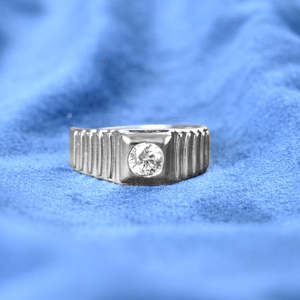 NOVAMART Fine Premium 925 Pure Sterling <b>Silver</b> <b>Rings</b> <b>Men</b> Rhodium Plated Geometric Pattern Diamond Zircon Inlay Wedding Engagemen - Product Image 3