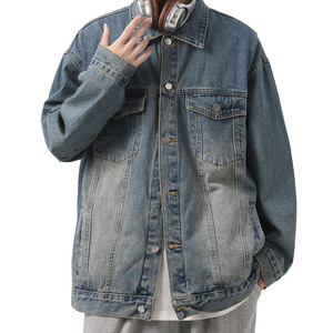 Vente chaude de la saison, veste en jean d'hiver pour homme, coupe ample, couleur unie, grande capacité, style décontracté, vêtement d'extérieur polyvalent - Product Image 4