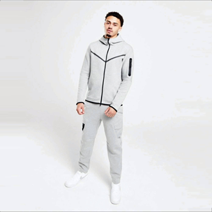 OEM Design Men's Tech Fleece <b>Maternity</b> Plus Size Tracksuit Full Zip <b>Hoodie</b> Joggers Sweatpants Heather Grey 100% Cotton Winter - Product Image 5