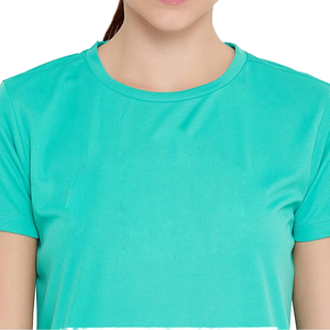 Camiseta de mezcla de algodón para mujer, elegante, suave, transpirable, cómoda, adecuada para entrenamiento activo o atuendo diario de verano - Product Image 1