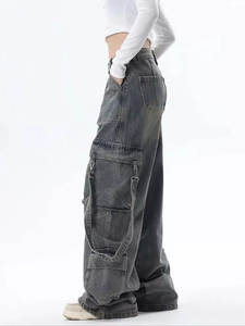 High Quality Classic Wide Leg Loose Denim Pants Women's <b>Jeans</b> <b>Elastic</b> <b>Waist</b> Waterproof Breathable Winter Streetwear - Product Image 5