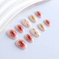 A049 Valentijn Gradient Roze Metallic Goud Opzetnagels 32 stuks Zoete Licht Luxe Groothandel
